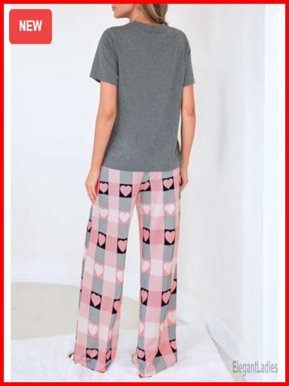 2 Piece Pajama Set Short Sleeve Printed Sleepwear Lounge Outfit with Pockets - Picture 4 of 7